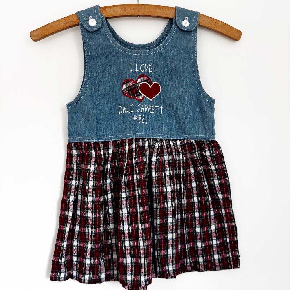 Vintage Chase Dale Earnhardt Jr Dress Girls Size 2 Blue & Flannel